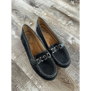 Natural Soul Women's Suede Leather & Faux Leather Comfort Shoes Black Sz 7.5